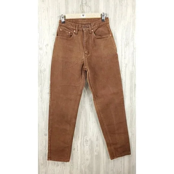 Vintage 90s Jordache Jean Mom Jean Tapered Leg High Waist Relaxed Brown Denim - Picture 5 of 8